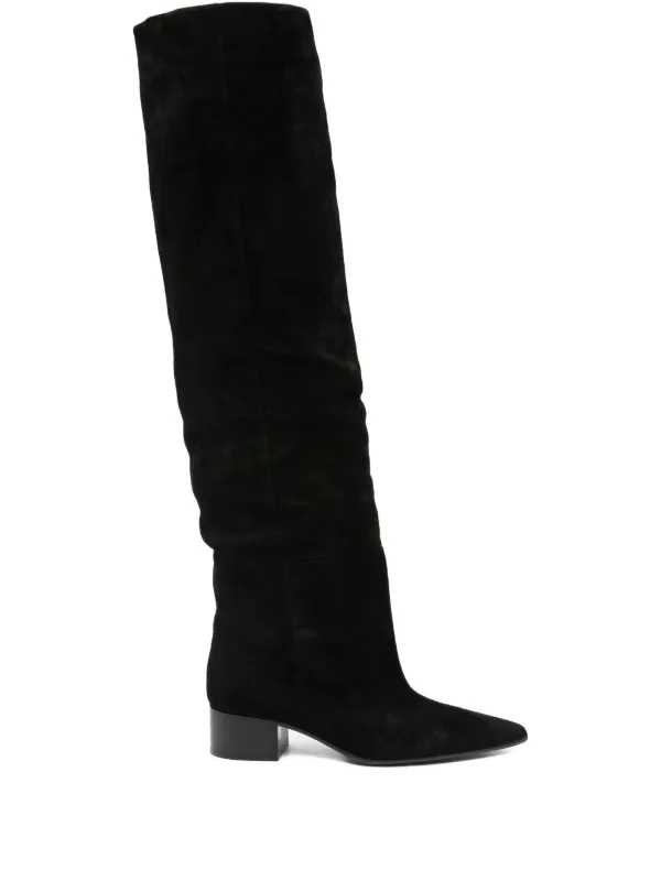 Khaite 40mm Pointed-toe Suede Boots in Black