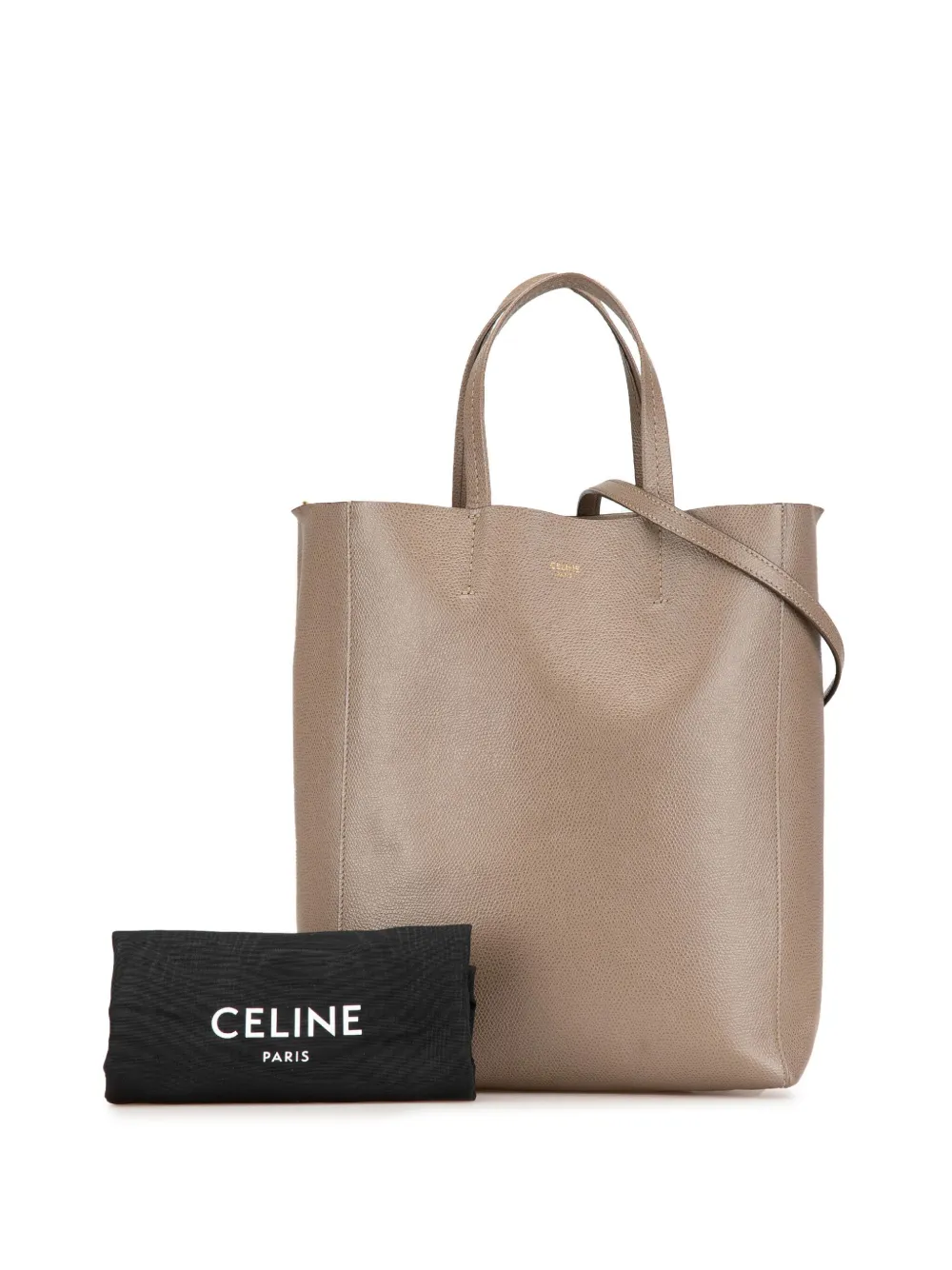 Pre-owned Celine 21st Century Small Grained Calfskin Vertical Cabas Satchel In Brown