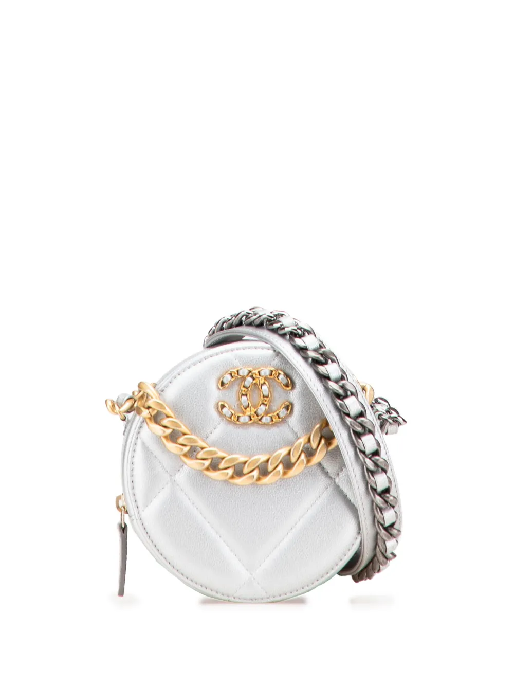 CHANEL Pre-Owned 2020 メタリック ラムスキン 19 ラウンド クラッチ ウィズ チェーン サッチェルバッグ - CHANEL Pre-Owned 2020 メタリック ラムスキン 19 ラウンド クラッチ ウィズ チェーン サッチェルバッグ -