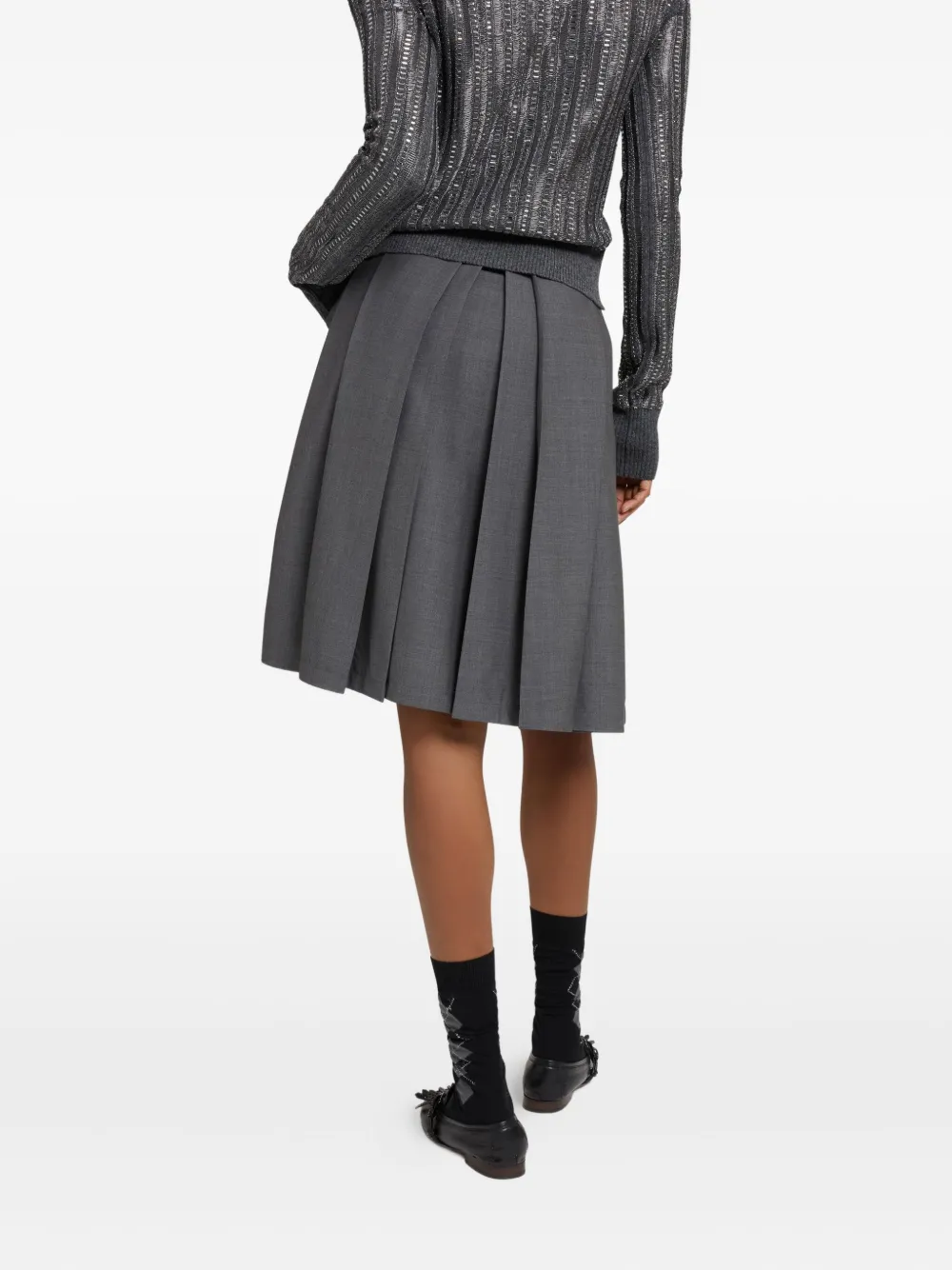 Ermanno Scervino Pleated Wool Skirt In Gray