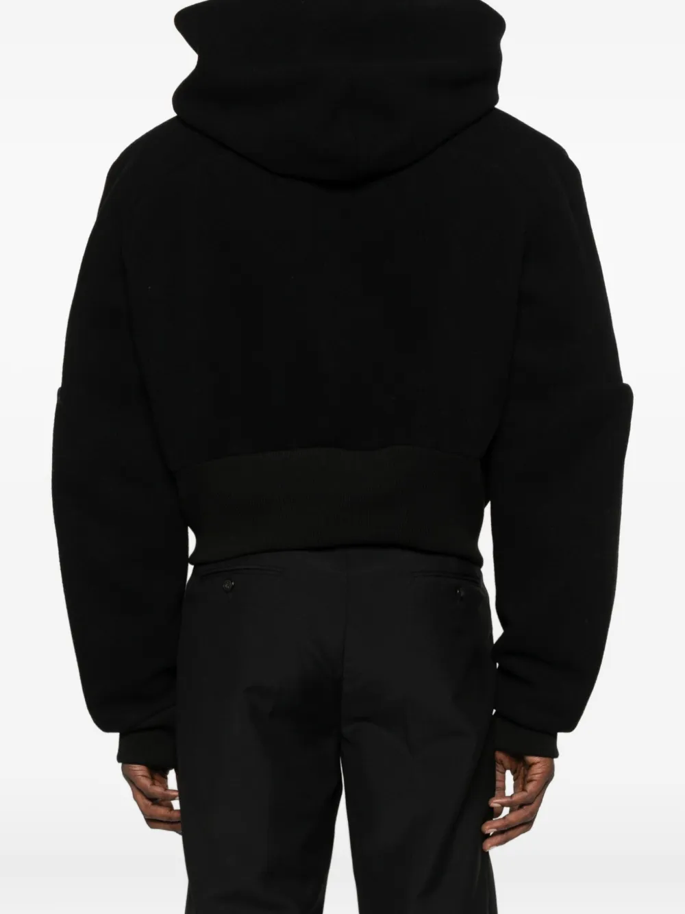 Rick Owens Cropped Black Coat With Oversized Collar In Black