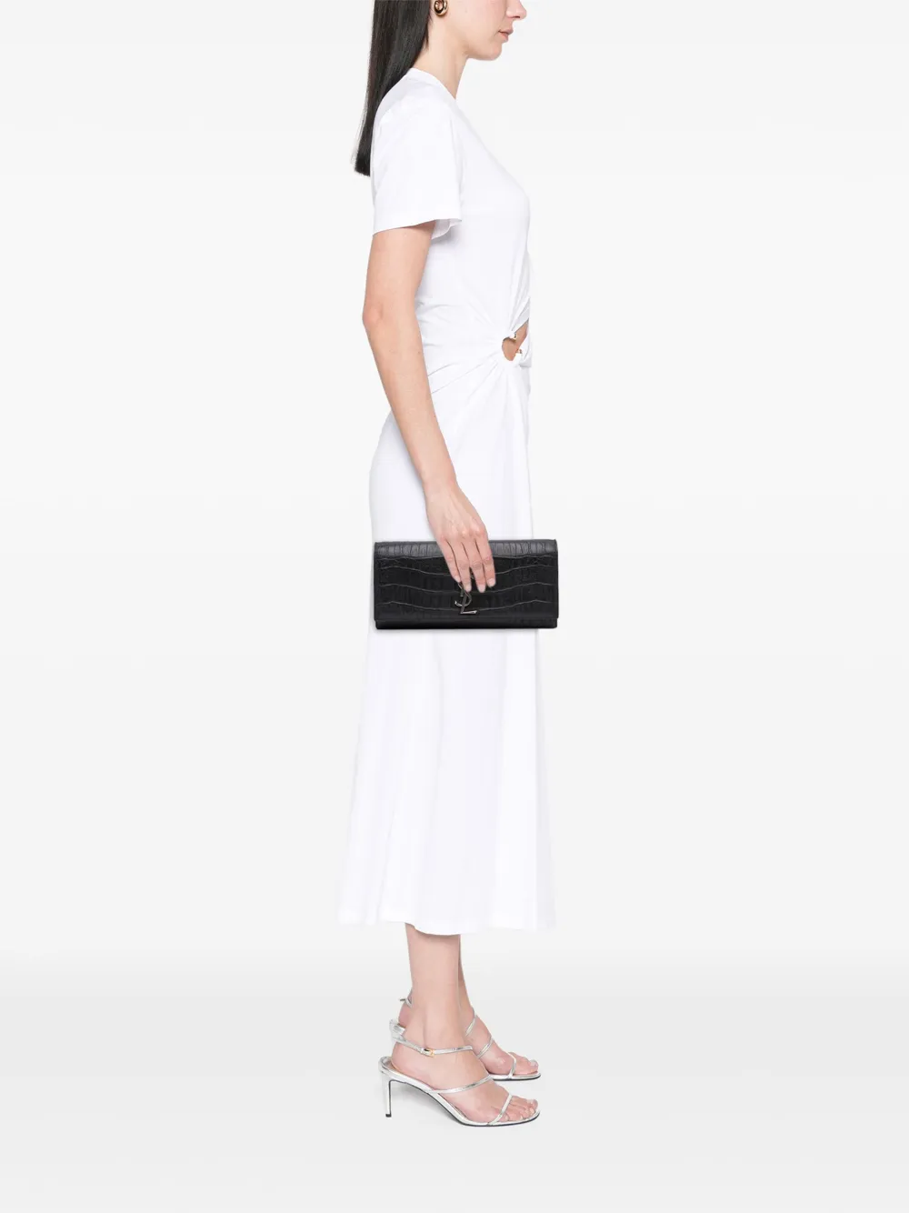 Saint Laurent Pre-Owned 2014 Croc Embossed Leather Monogram Cassandre clutch bag | Pre-Owned | Image 2