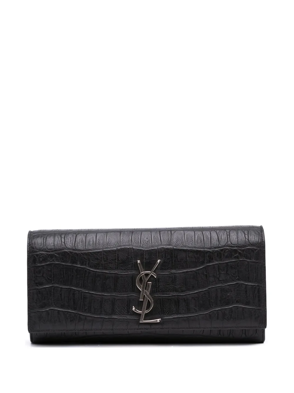 Saint Laurent Pre-Owned 2014 クロコエンボス レザーモノグラム カサンドラ クラッチバッグ - ブラック Saint Laurent Pre-Owned 2014 クロコエンボス レザーモノグラム カサンドラ クラッチバッグ - ブラック