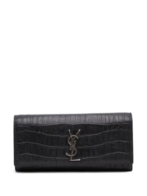 Saint Laurent Pre-Owned 2014 Croc Embossed Leather Monogram Cassandre clutch bag