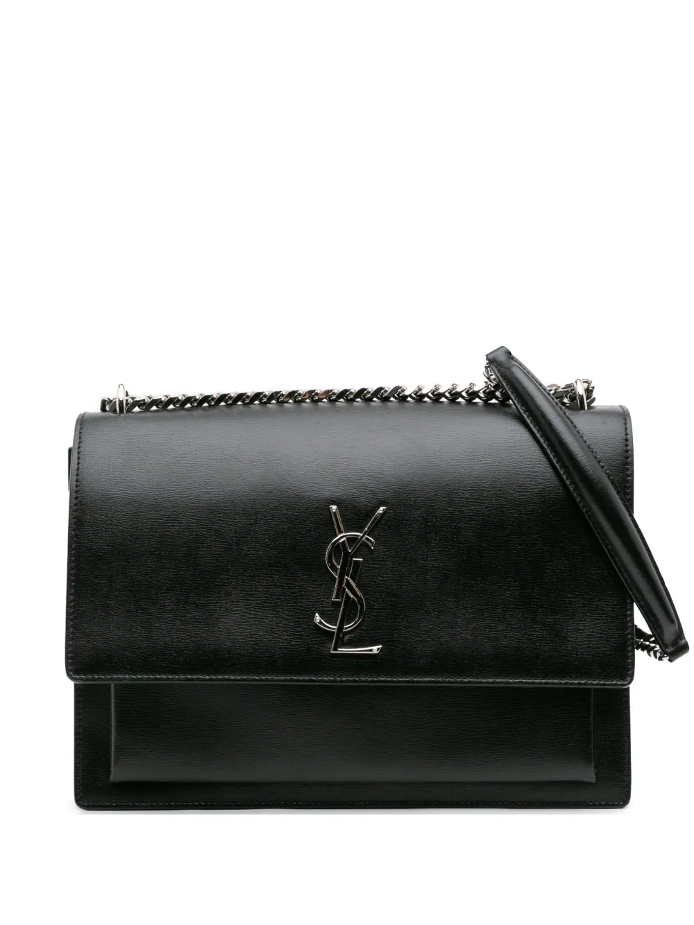 Saint Laurent Pre-Owned 2017 ラージ レザー モノグラム サンセット ショルダーバッグ - ブラック Saint Laurent Pre-Owned 2017 ラージ レザー モノグラム サンセット ショルダーバッグ - ブラック