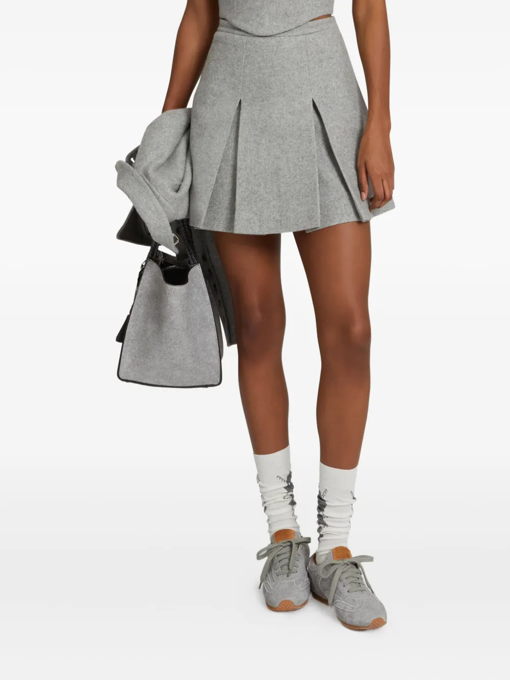 Ermanno Scervino Wool Blend Mini Skirt With Pleats In Gray