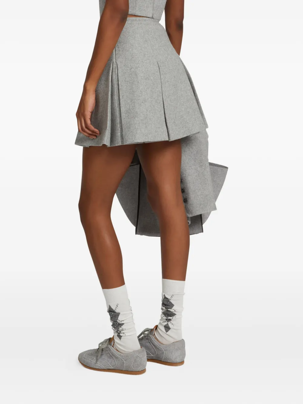 Ermanno Scervino Wool Blend Mini Skirt With Pleats In Gray