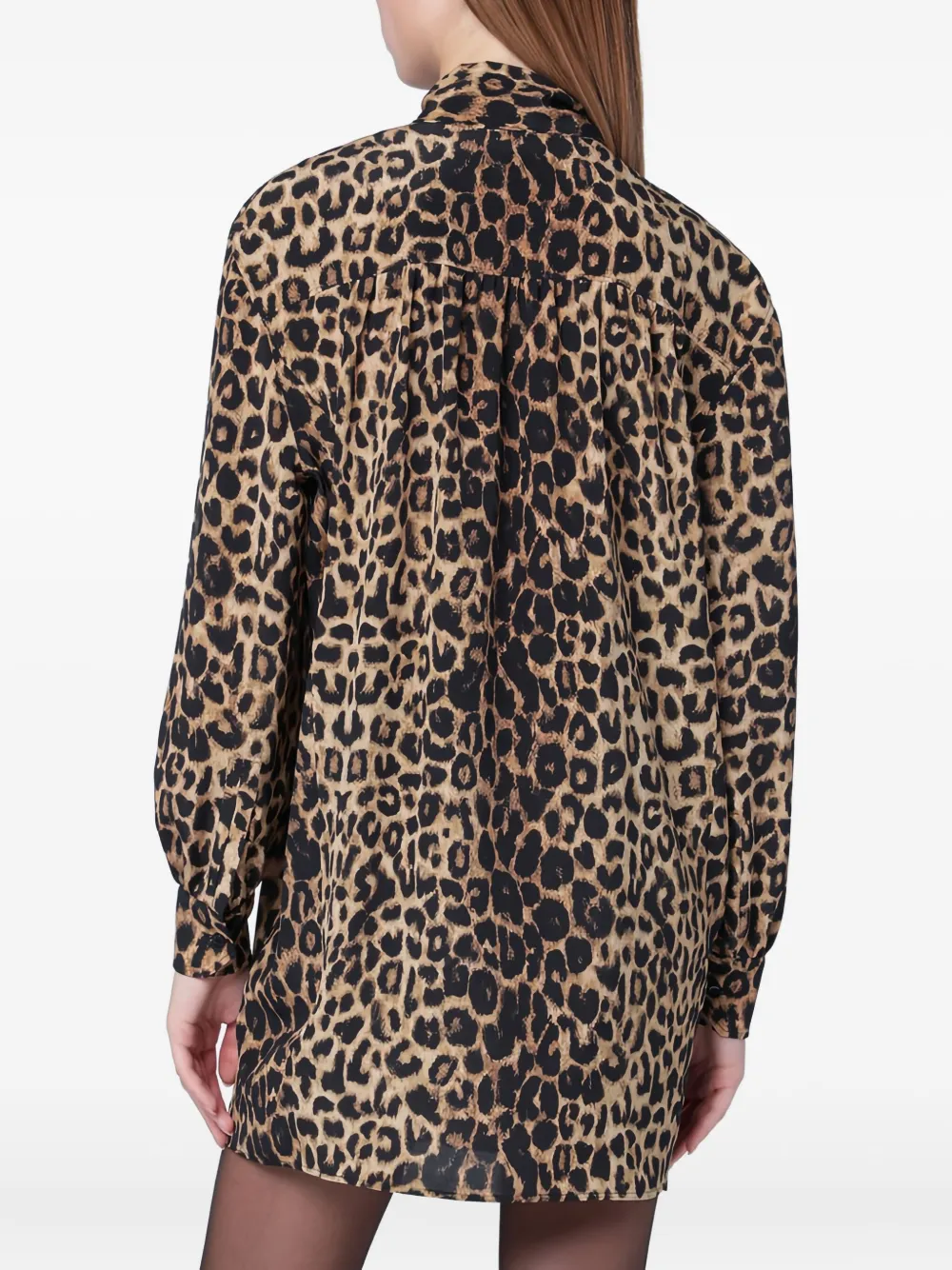 Saint Laurent Leopard-print Mini Dress In Multi