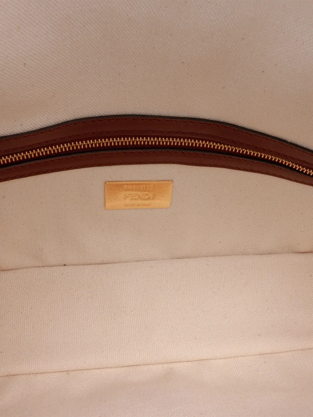 Pre-owned Fendi 2000-2010 Zucca Embroidered Canvas Baguette Satchel In Brown
