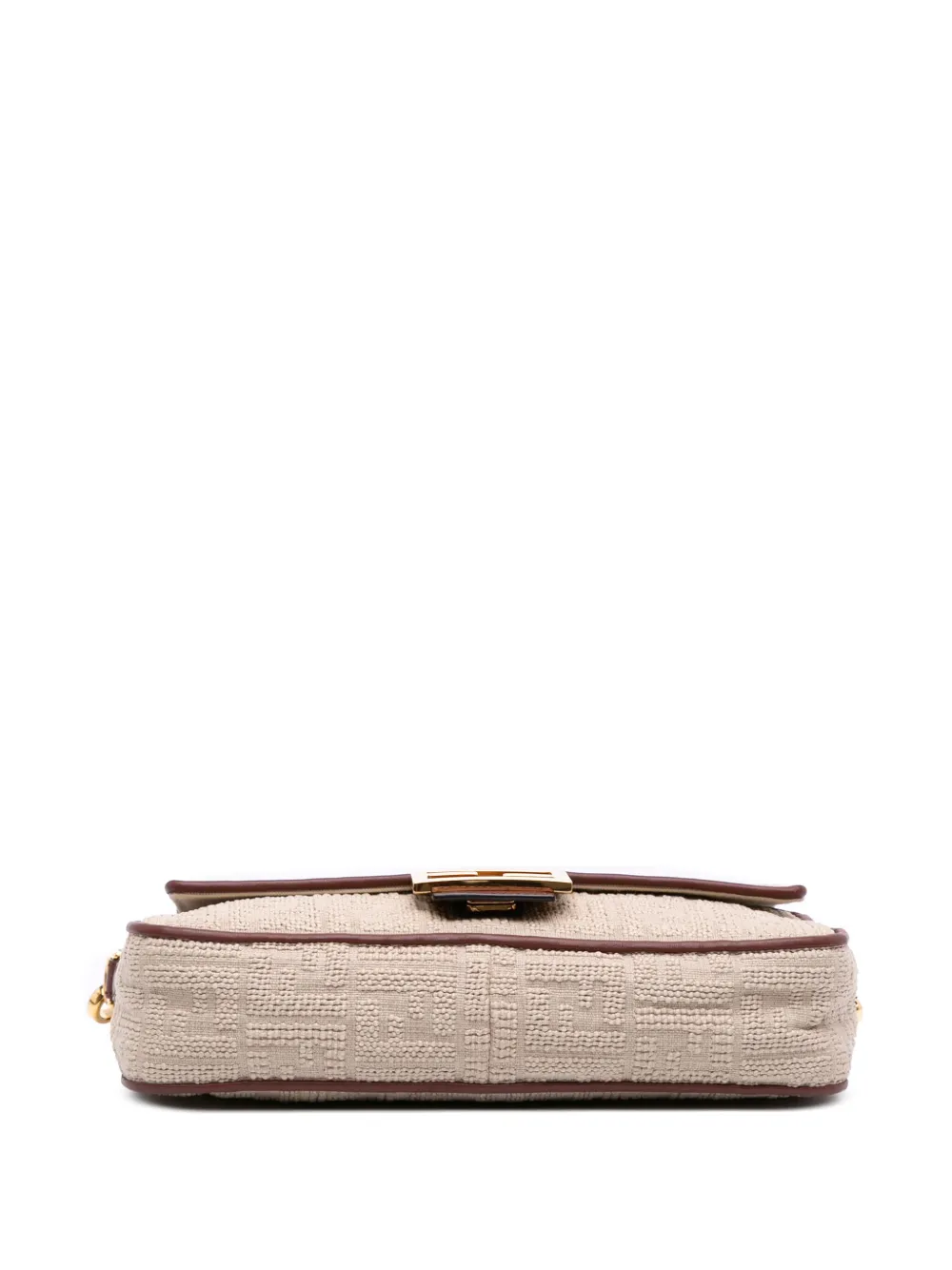 Pre-owned Fendi 2000-2010 Zucca Embroidered Canvas Baguette Satchel In Brown
