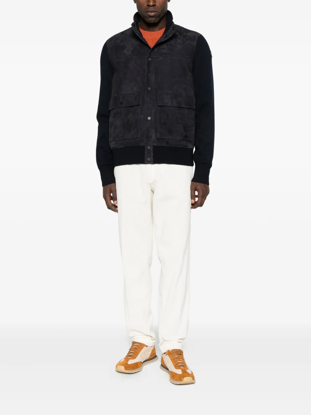 Moncler suede knitted-panel jacket | Leather Jackets | Image 2