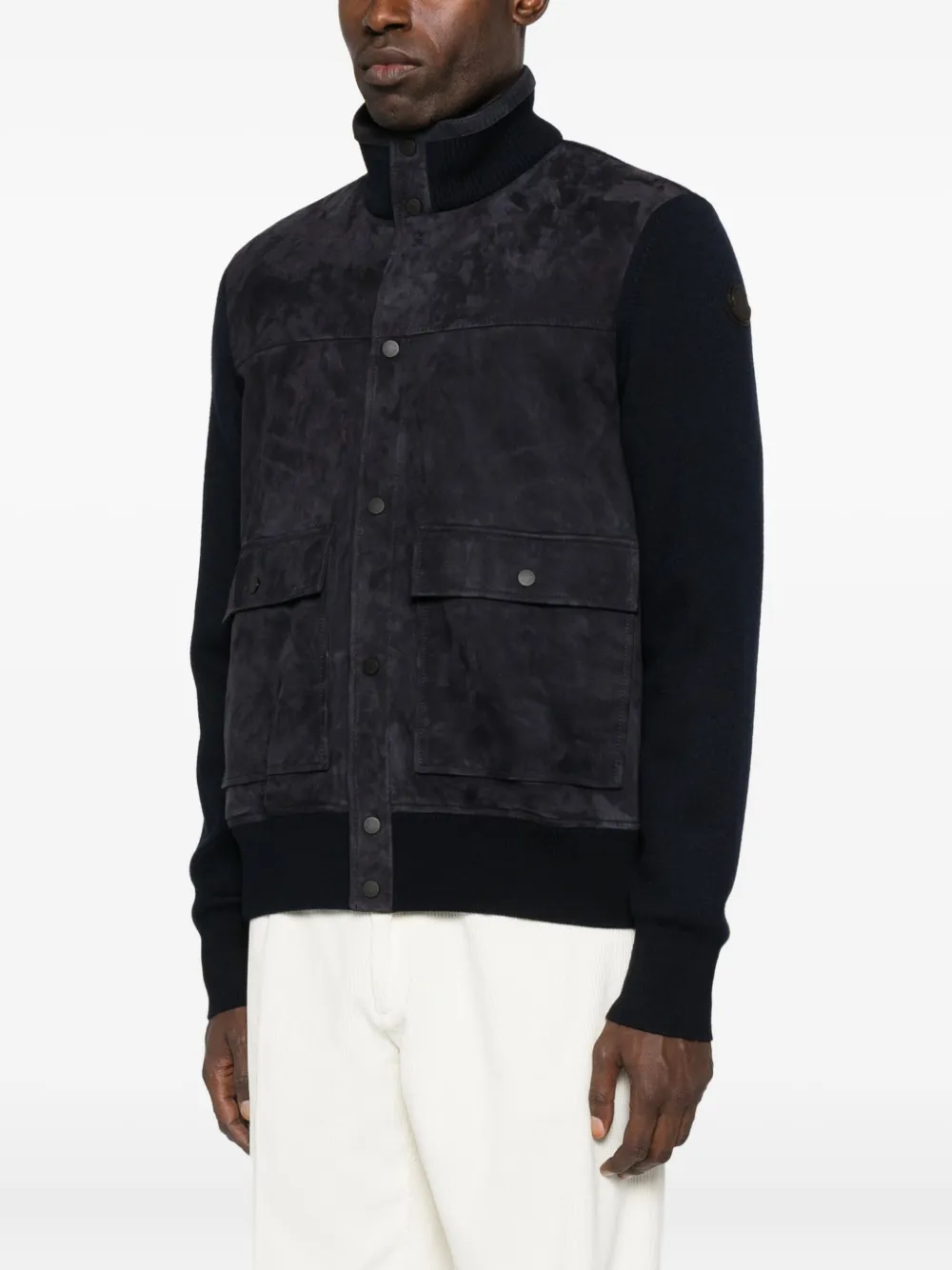  Moncler Suede Knitted-panel Jacket - Black 