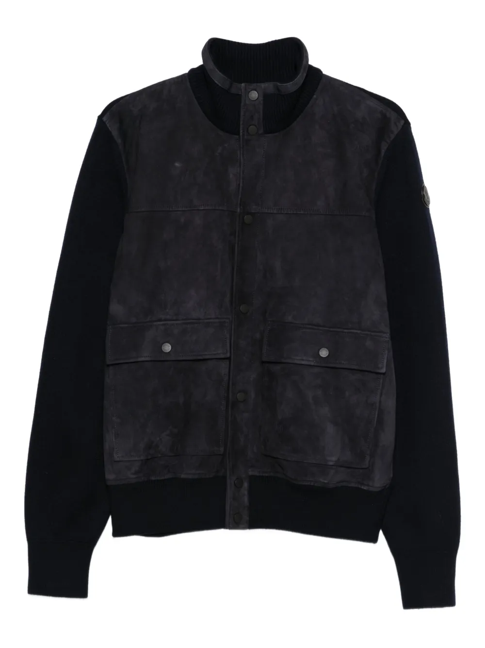 Moncler suede knitted-panel jacket | Black | Image 1