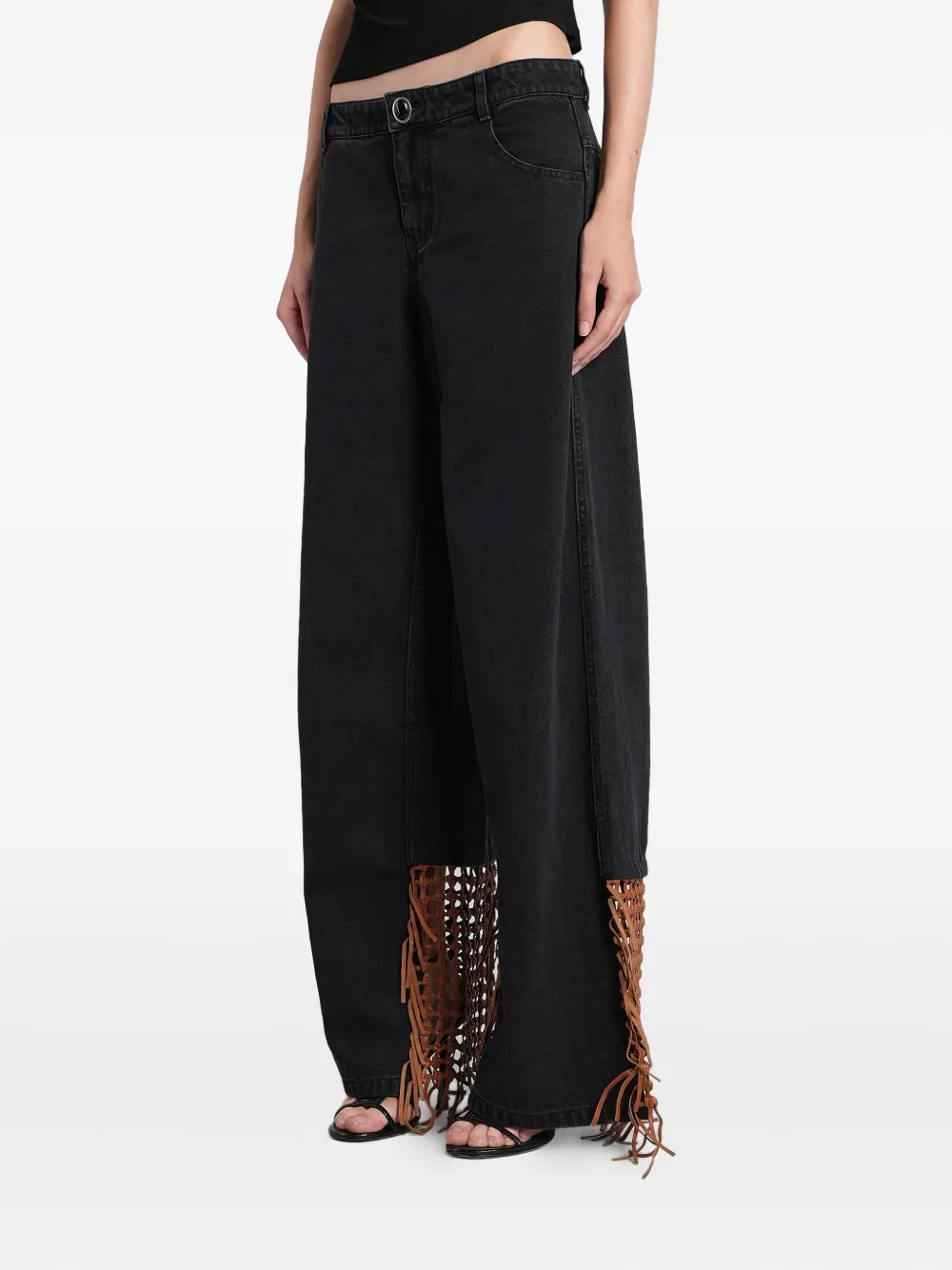 Christopher Esber Basket Leather Jeans In Black