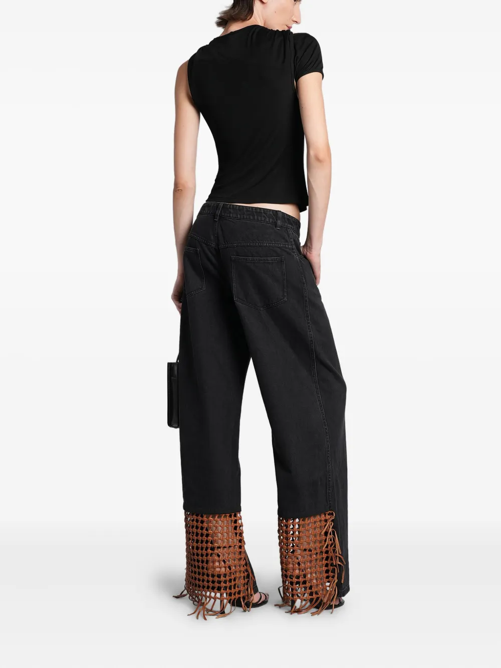 Christopher Esber Basket Leather Jeans In Black