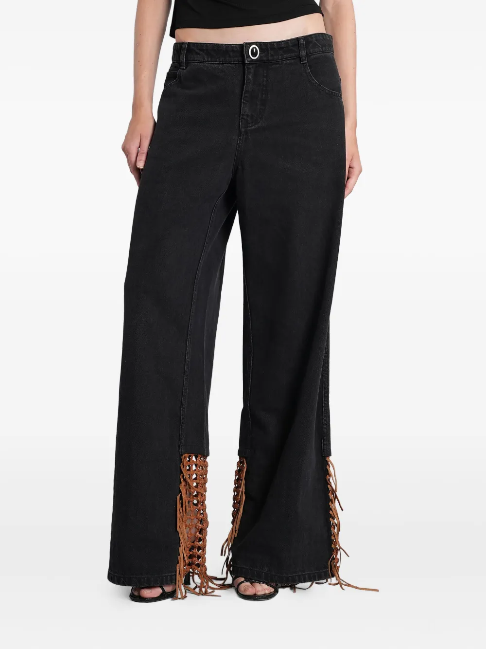 Christopher Esber Basket Leather Jeans In Black