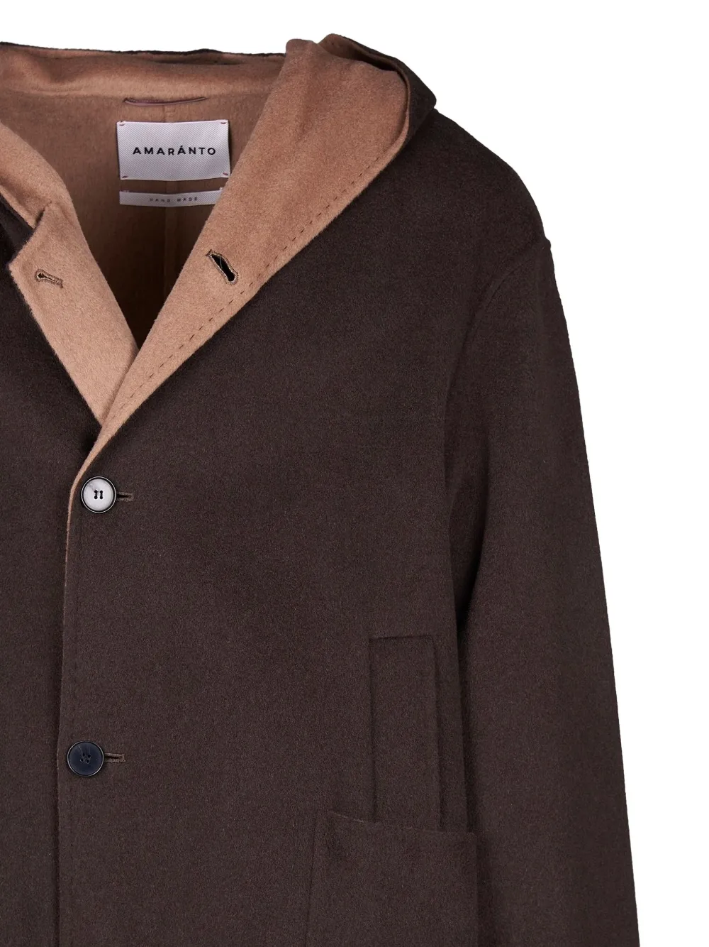 Amaranto Hooded Single-breasted Coat In Brown