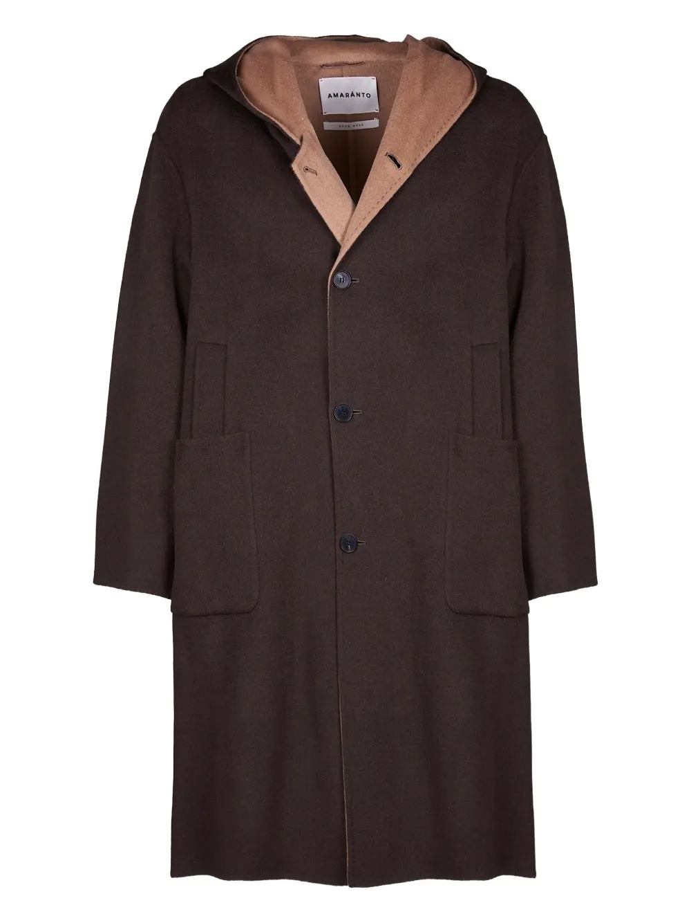 Amaranto Hooded Single-breasted Coat In Brown