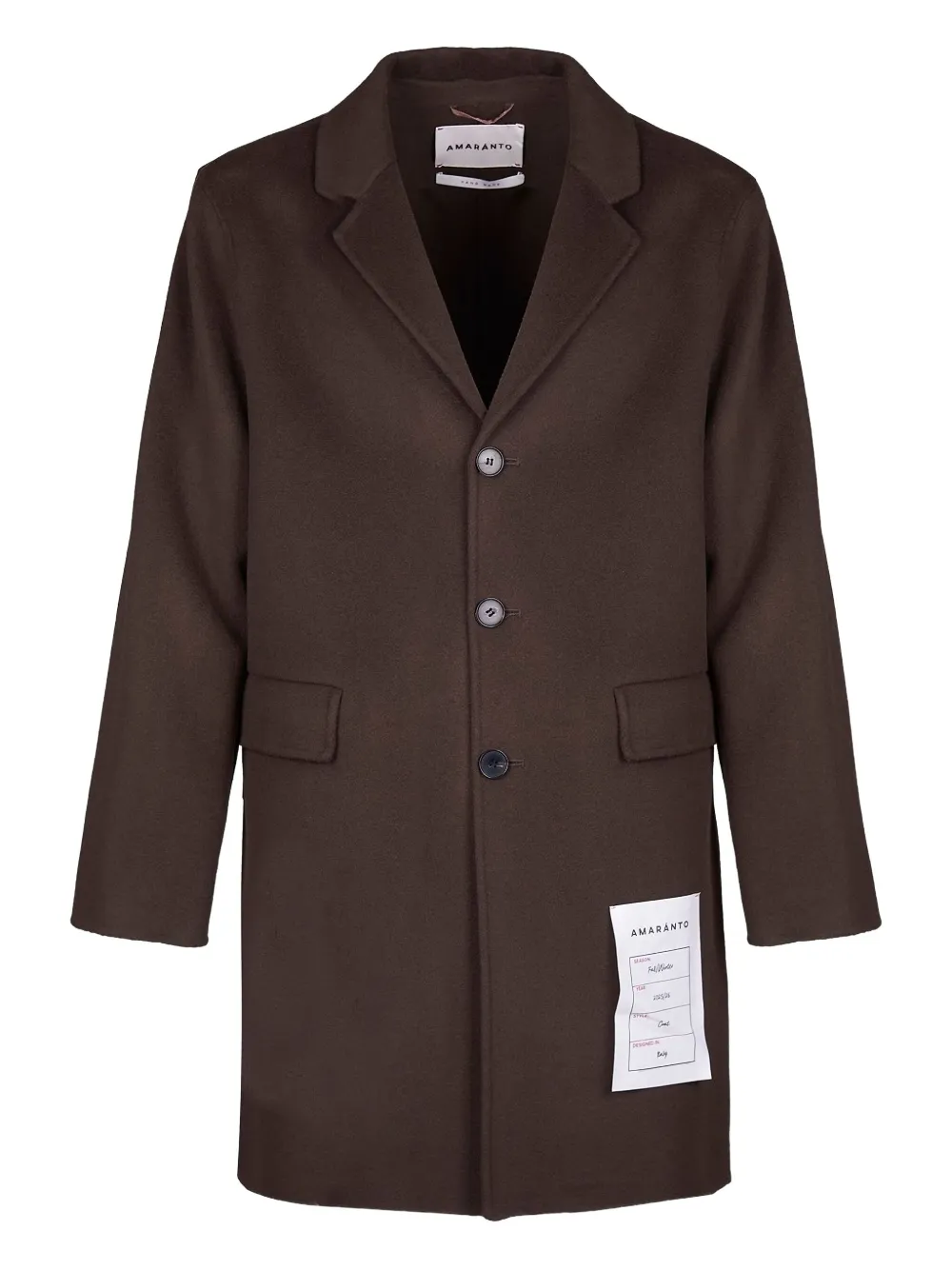 Amaranto Single-breasted Coat In Brown