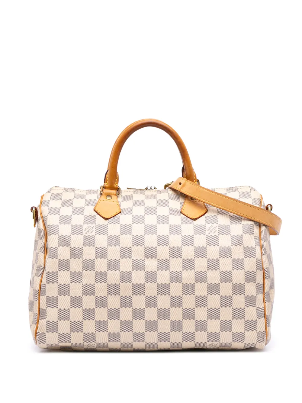 Pre-owned Louis Vuitton 2013 Damier Azur Speedy Bandouliere 30 Satchel In White