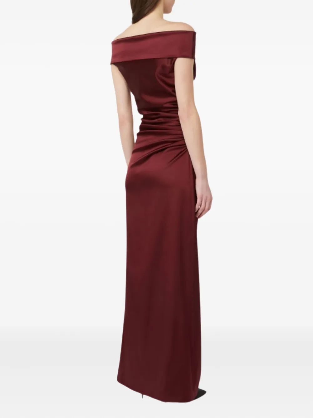 Pianoforte Off-shoulder Draped Maxi Dress In Red
