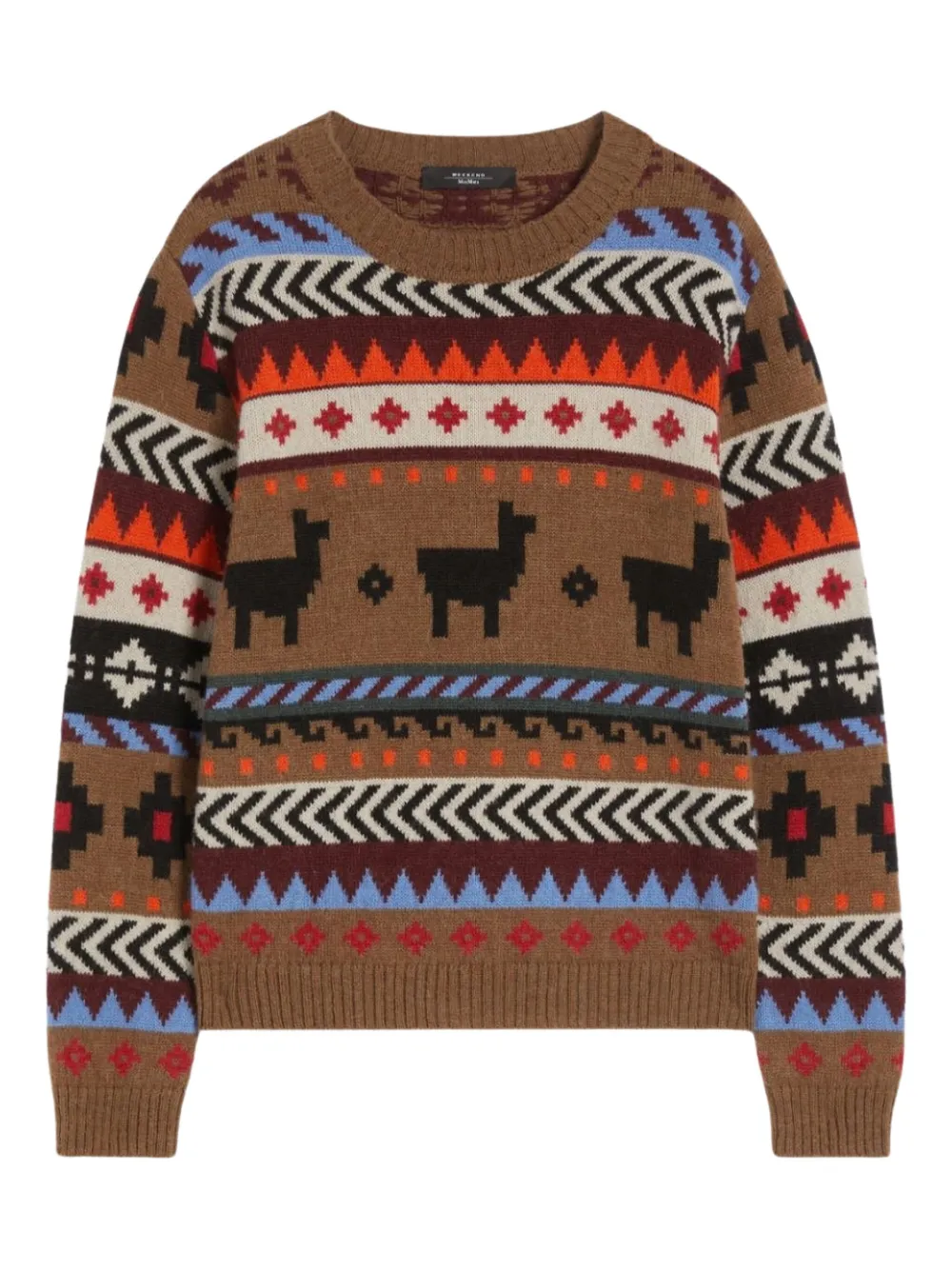 Weekend Max Mara llama-pattern crew-neck sweater | Brown | Image 1