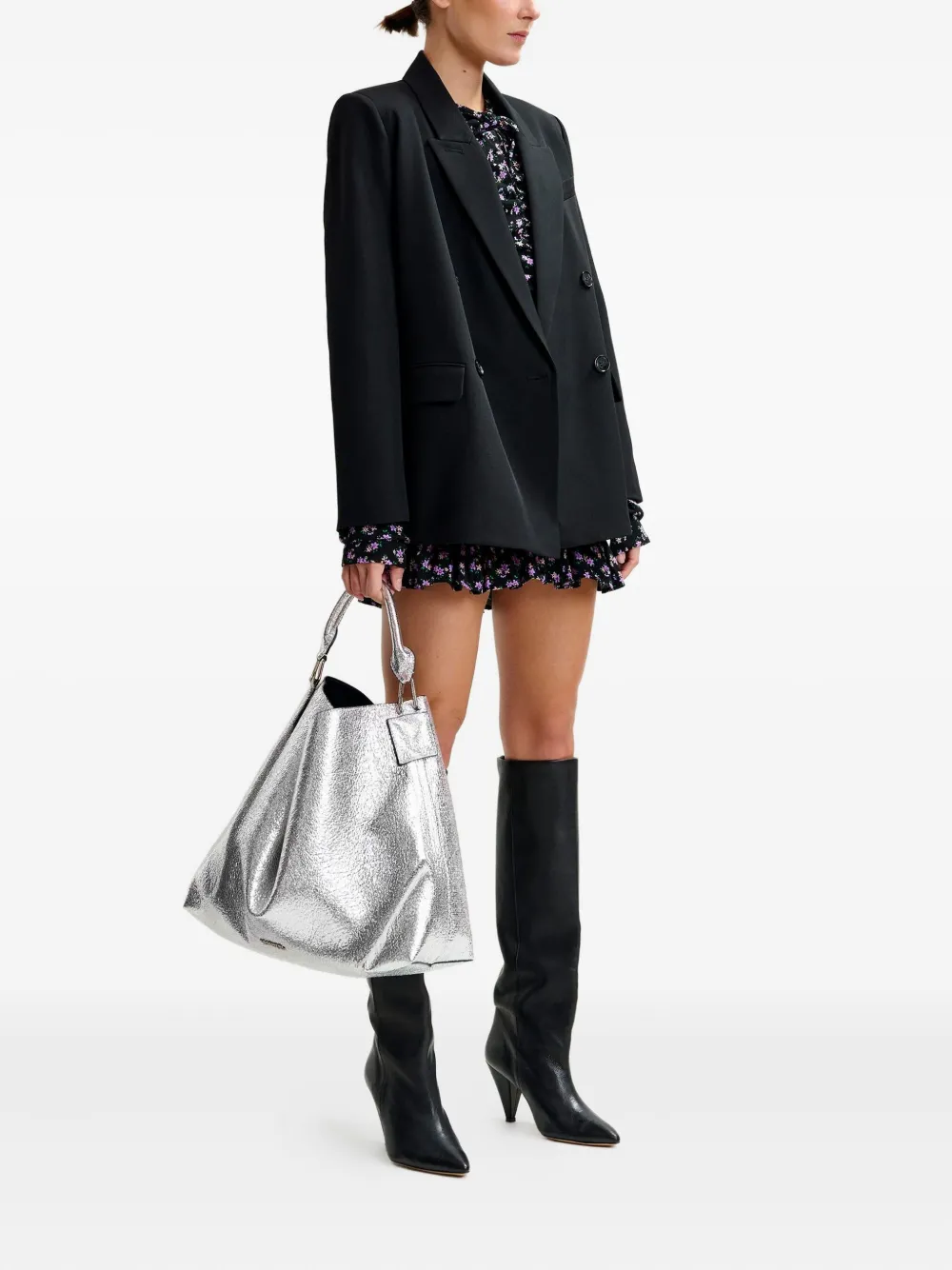 Essentiel Antwerp Mini-jurk met pofmouwen en ruches Zwart