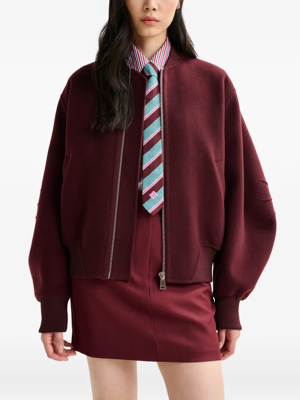 Essentiel Antwerp Jack met ballonmouwen en rits Rood