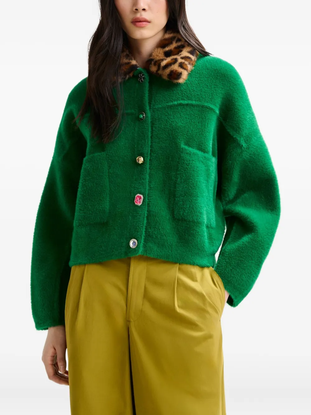 Essentiel Antwerp Button-embellshment Cardigan In Green