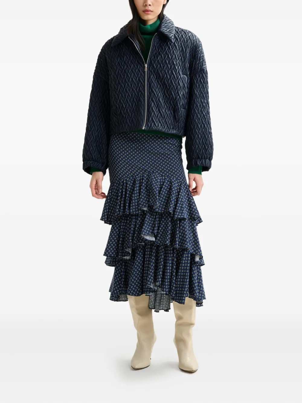 Essentiel Antwerp Quilted Zip-front Jacket In Blue