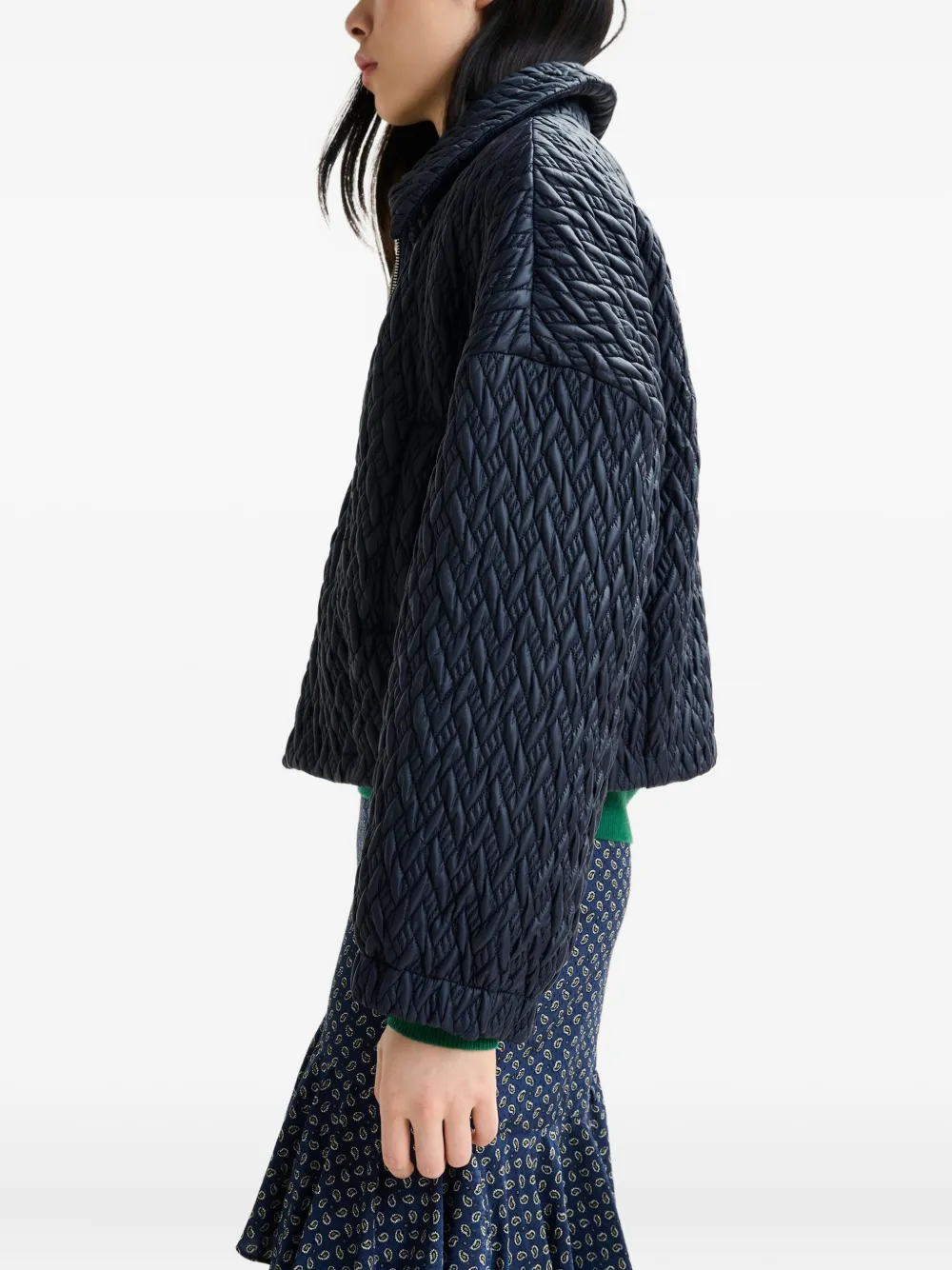 Essentiel Antwerp Quilted Zip-front Jacket In Blue