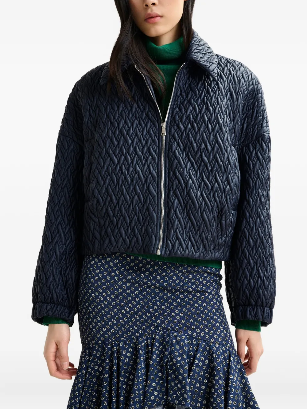 Essentiel Antwerp Quilted Zip-front Jacket In Blue