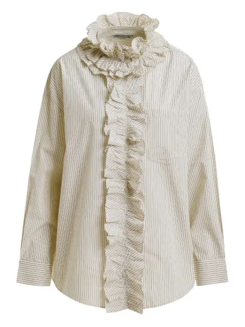Essentiel Antwerp stripe-pattern ruffle-detail shirt