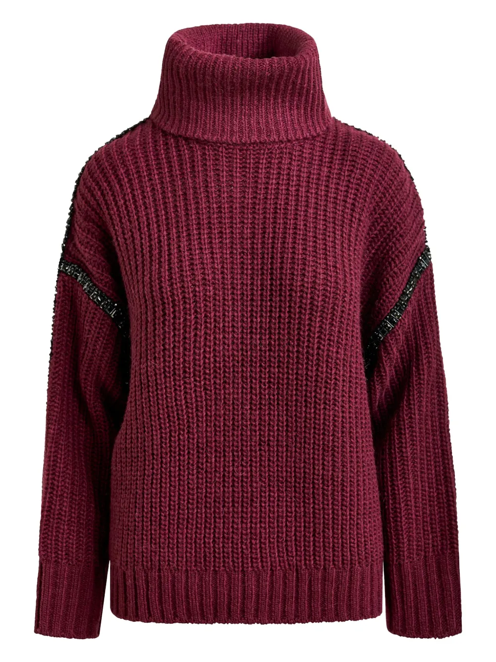 Essentiel Antwerp Ribbed-knit Crystal-embellishment Sweater In Red