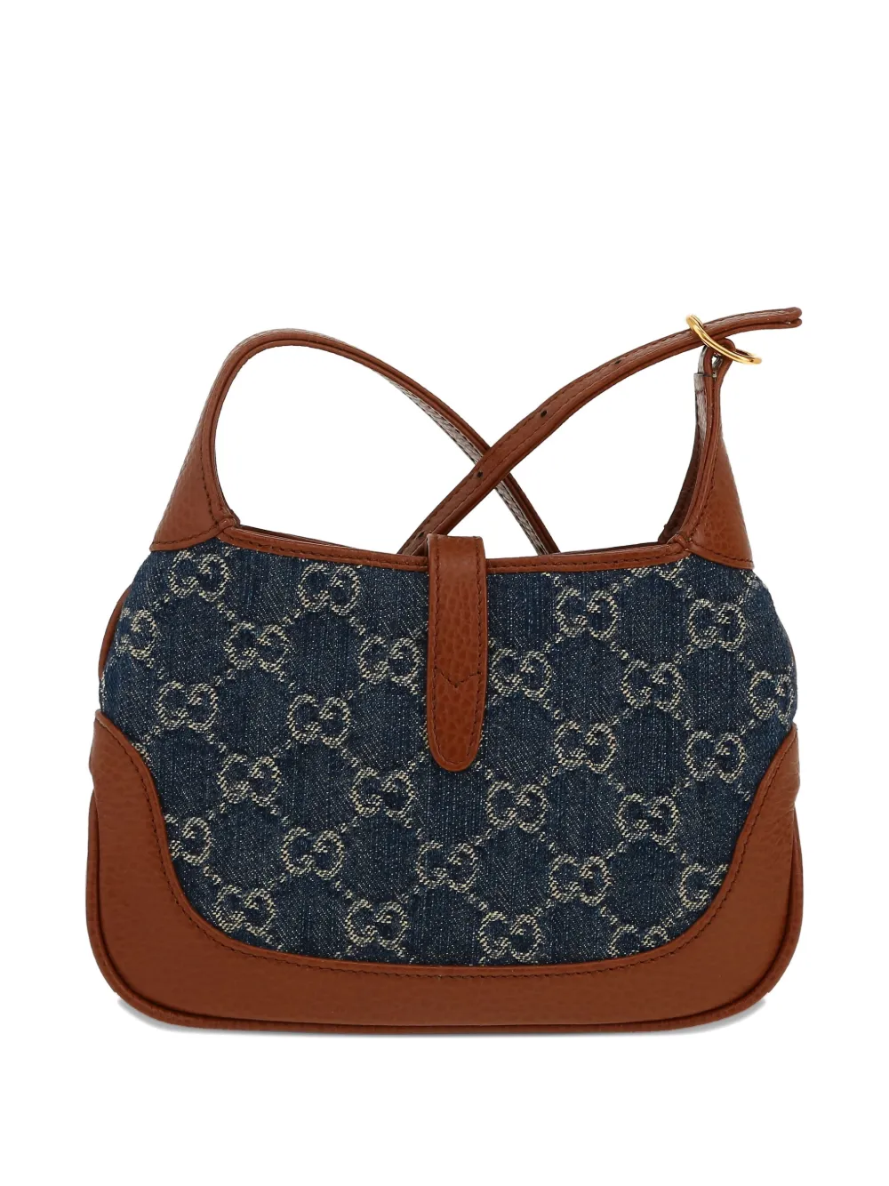Gucci Pre-Owned Jackie denim-monogram leather-trimmed shoulder bag - Gucci Pre-Owned Jackie denim-monogram leather-trimmed shoulder bag -