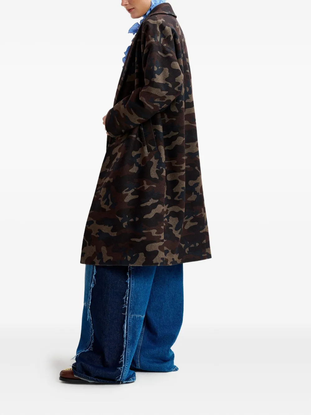 Essentiel Antwerp Imperfection Double-breasted Coat In Multi