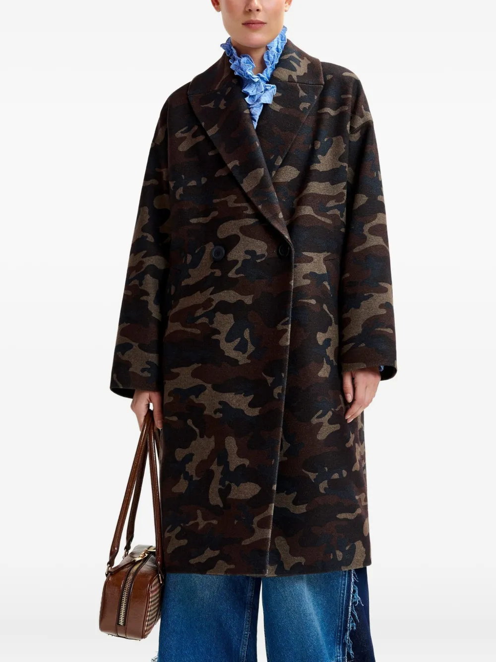 Essentiel Antwerp Imperfection Double-breasted Coat In Multi