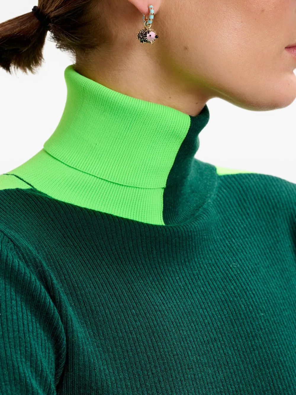 Essentiel Antwerp Stripe-detail Turtleneck Sweater In Green