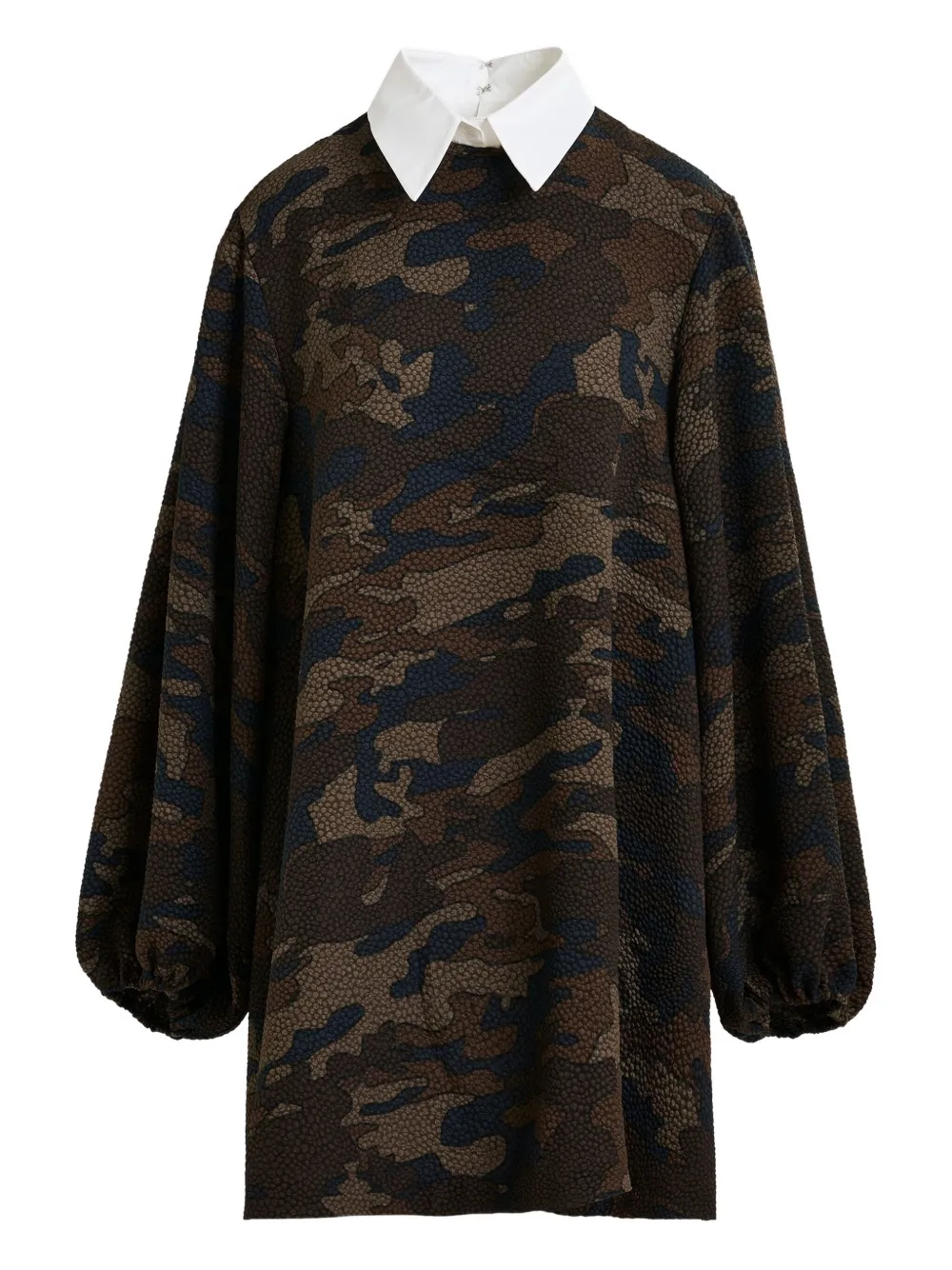 Essentiel Antwerp camouflage-print balloon-sleeve mini dress - ブラウン Essentiel Antwerp camouflage-print balloon-sleeve mini dress - ブラウン