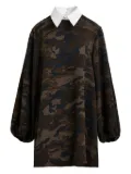 Essentiel Antwerp camouflage-print balloon-sleeve mini dress - Brown