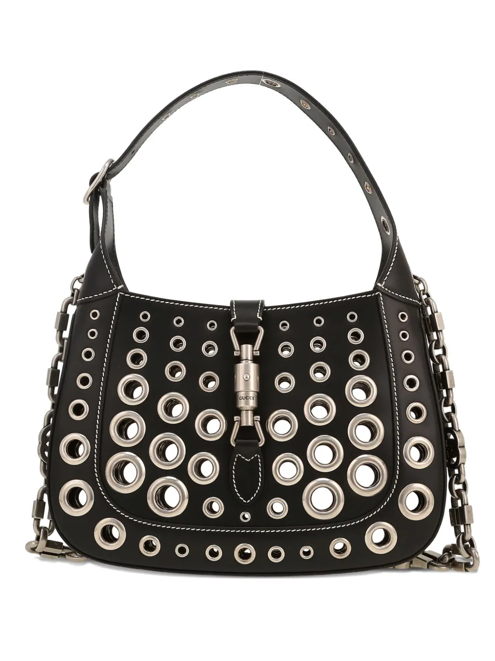 Gucci Pre-Owned 1961 Jackie eyelet detail shoulder bag - ブラック Gucci Pre-Owned 1961 Jackie eyelet detail shoulder bag - ブラック