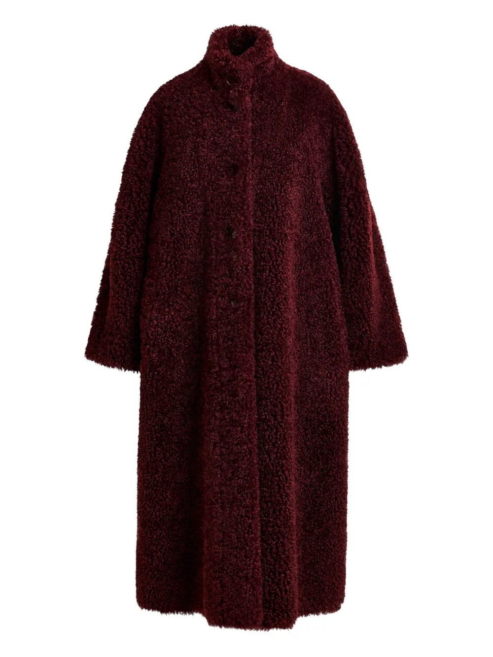 Essentiel Antwerp Ispot stand-up collar faux-shearling coat | Red | Image 1