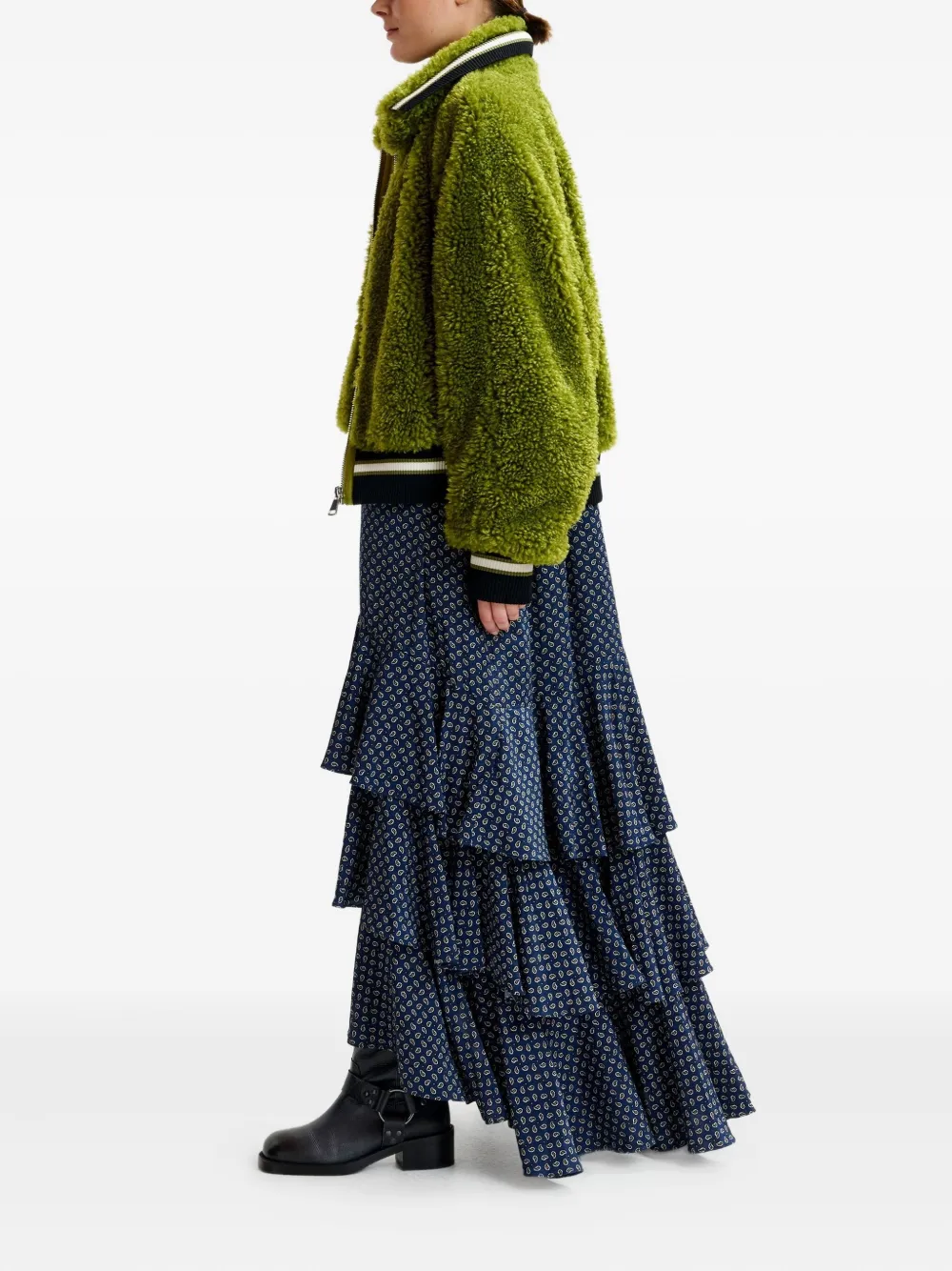 Essentiel Antwerp Striped-details Bomber Jacket In Green