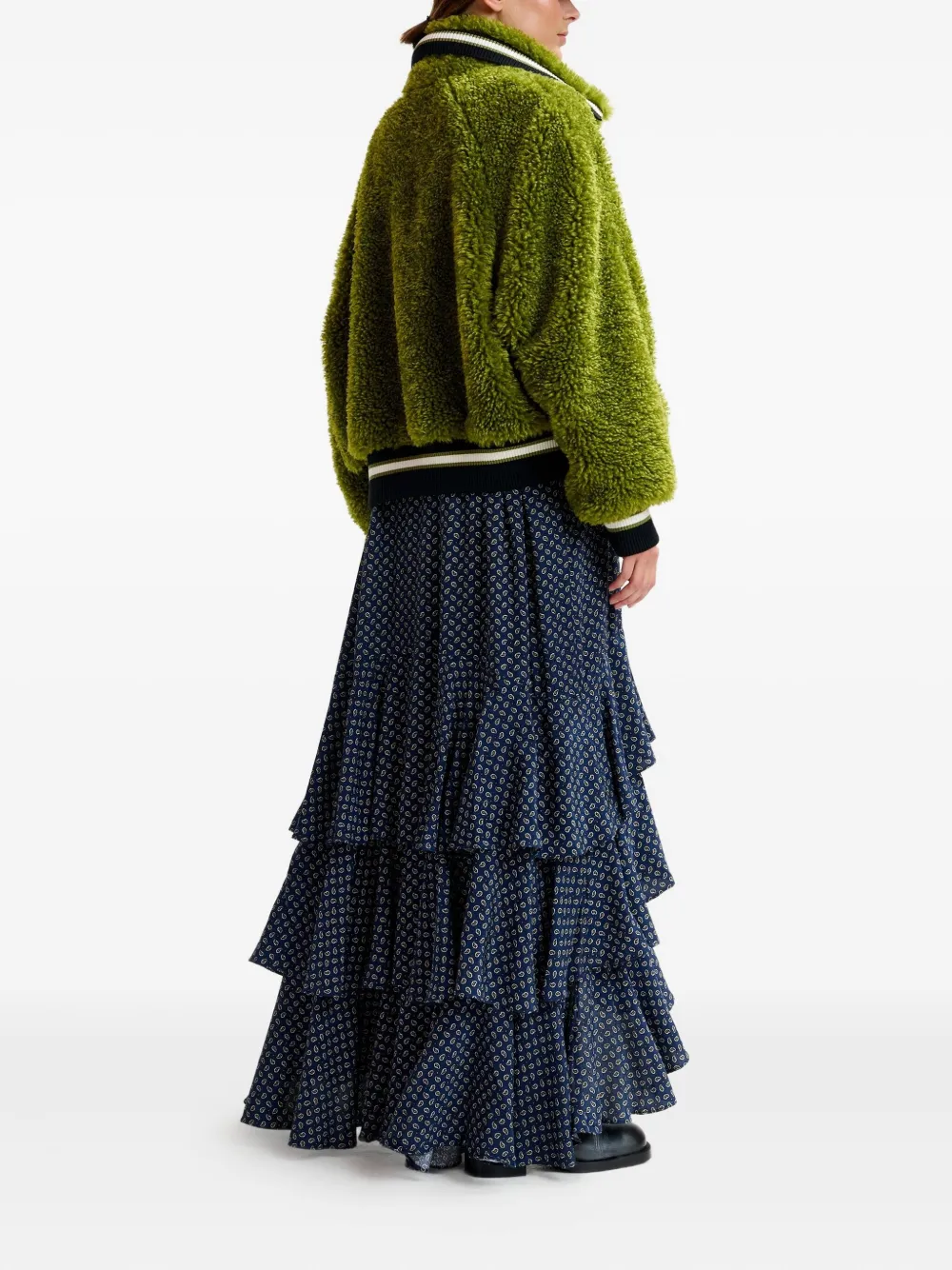 Essentiel Antwerp Striped-details Bomber Jacket In Green