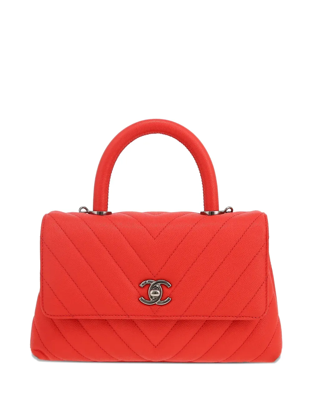 CHANEL Pre-Owned Coco Handle chevron-quilted satchel - レッド CHANEL Pre-Owned Coco Handle chevron-quilted satchel - レッド
