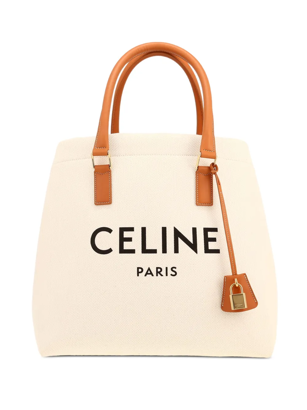 Céline Pre-Owned logo-print leather-trimmed tote bag - ニュートラル Céline Pre-Owned logo-print leather-trimmed tote bag - ニュートラル