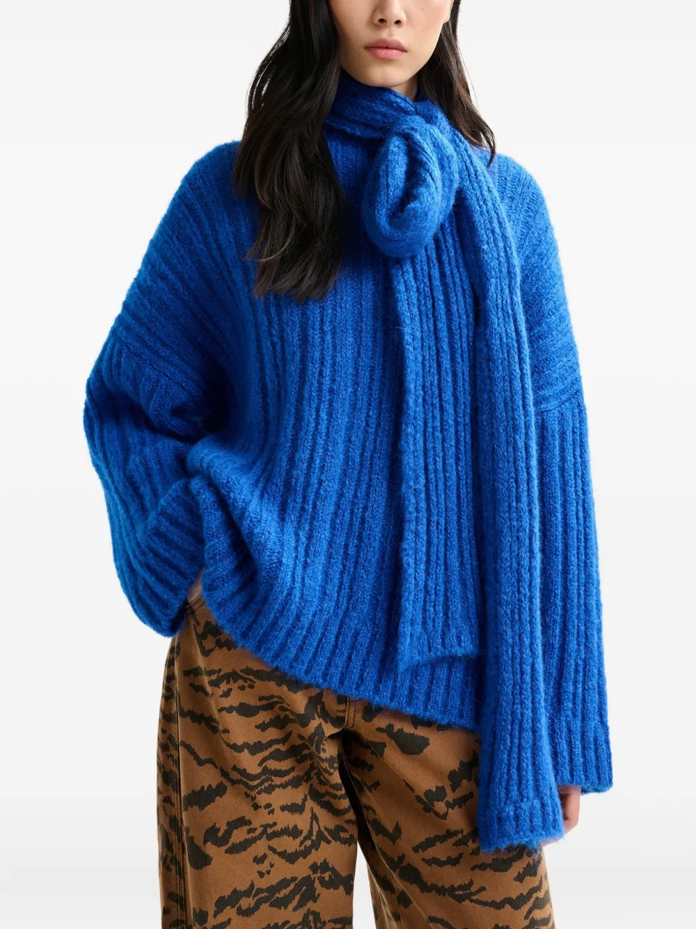 Essentiel Antwerp Imitate Ribbed-knit Sweater In Blue