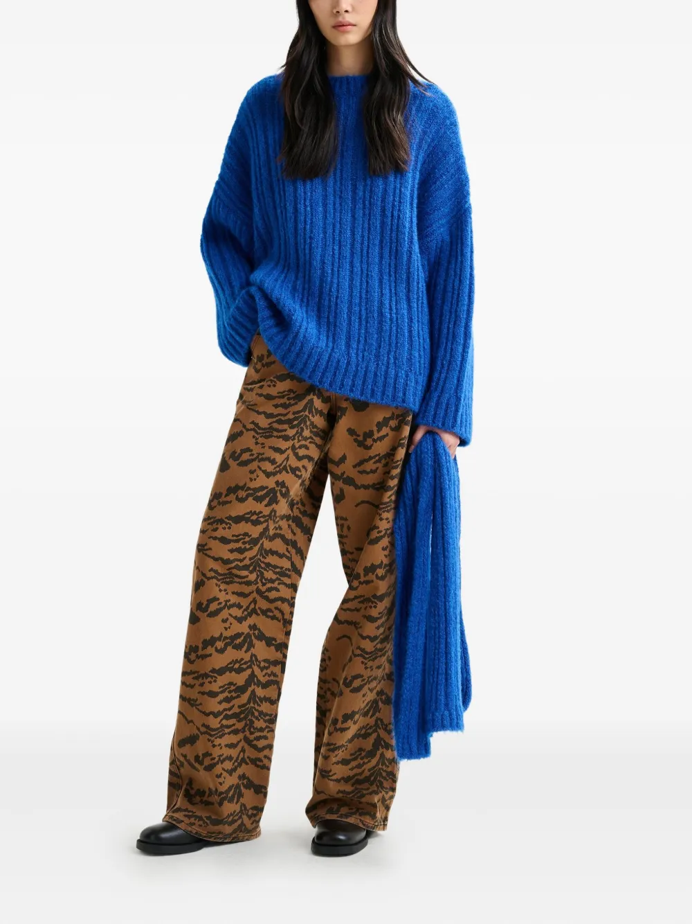 Essentiel Antwerp Imitate Ribbed-knit Sweater In Blue