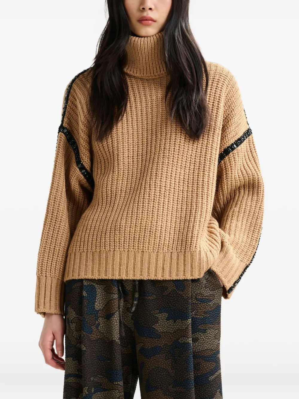 Essentiel Antwerp Indsay Crystal-embellishment Sweater In Brown