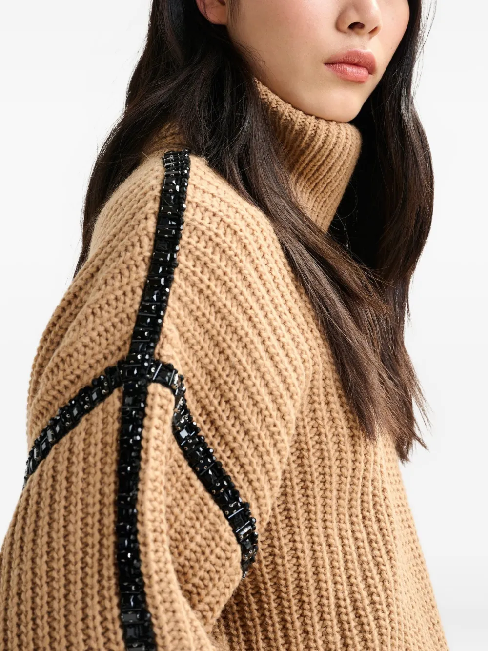 Essentiel Antwerp Indsay Crystal-embellishment Sweater In Brown